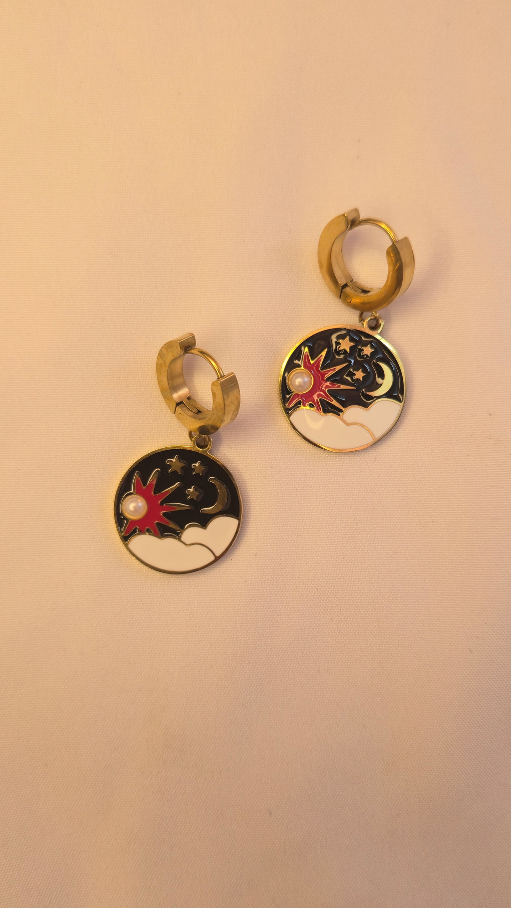 Celestial Day & Night Enamel Hoop Earrings