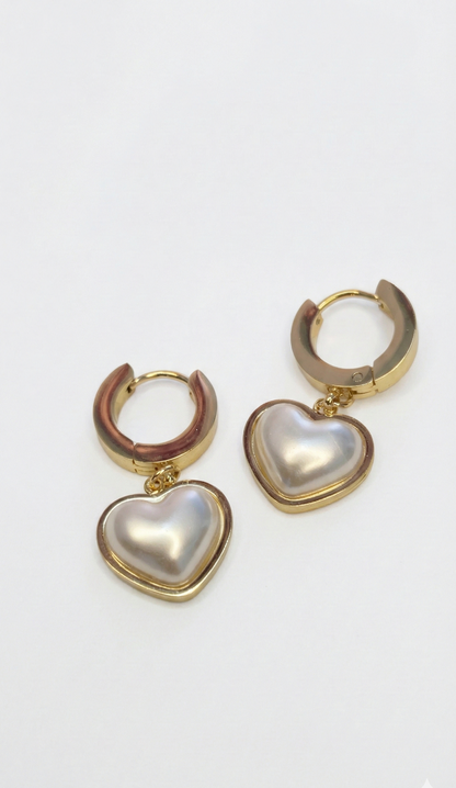 Amour Pearl Drop Hoops