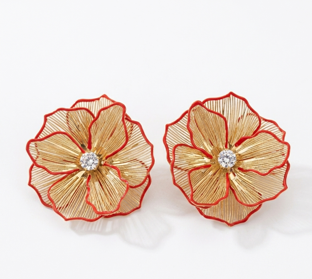 Golden Bloom Statement  Earrings
