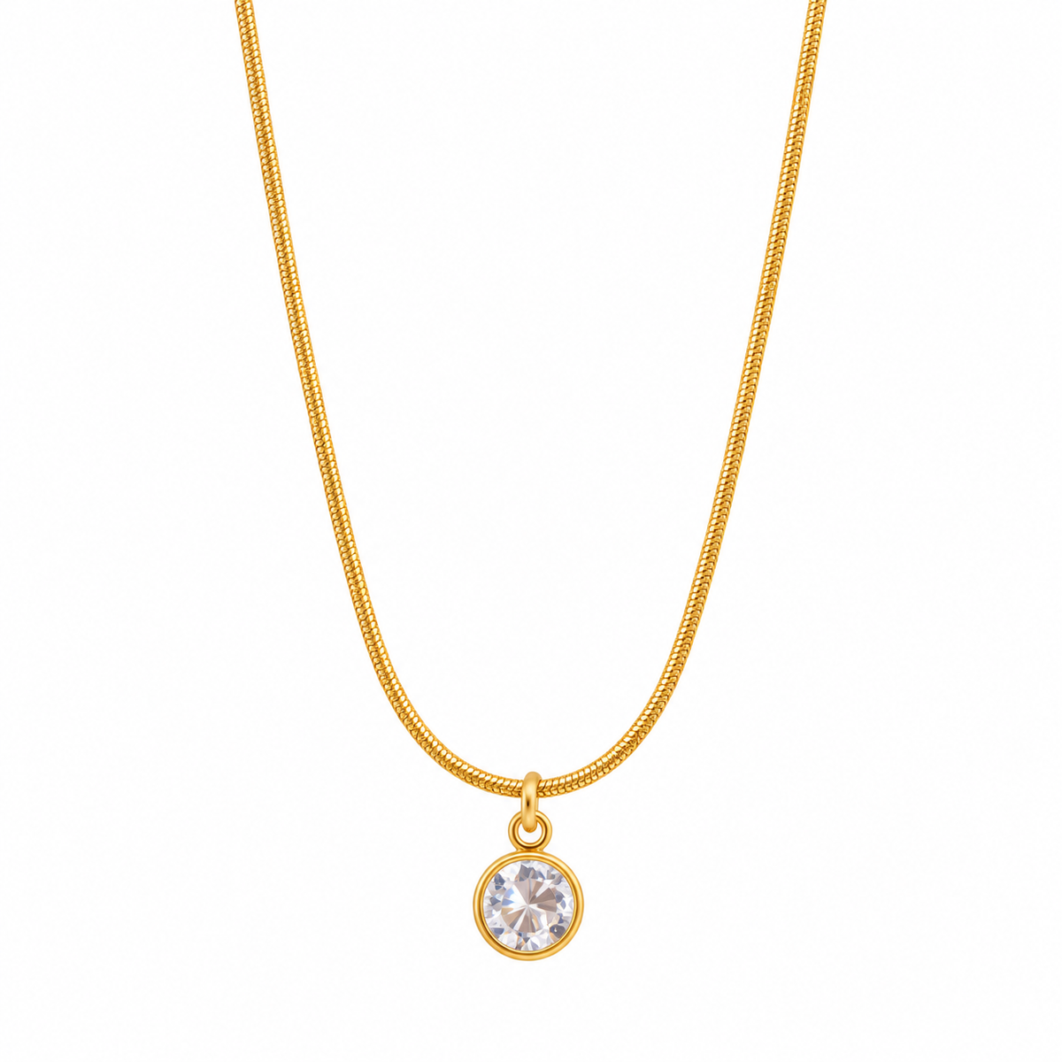 Golden Crystal Round Pendant Necklace