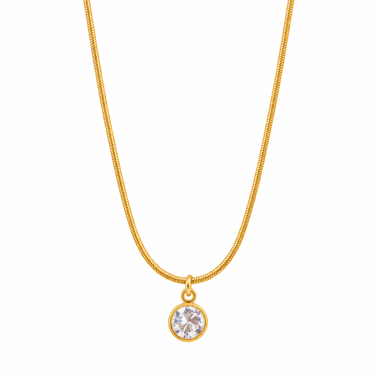 Golden Crystal Round Pendant Necklace