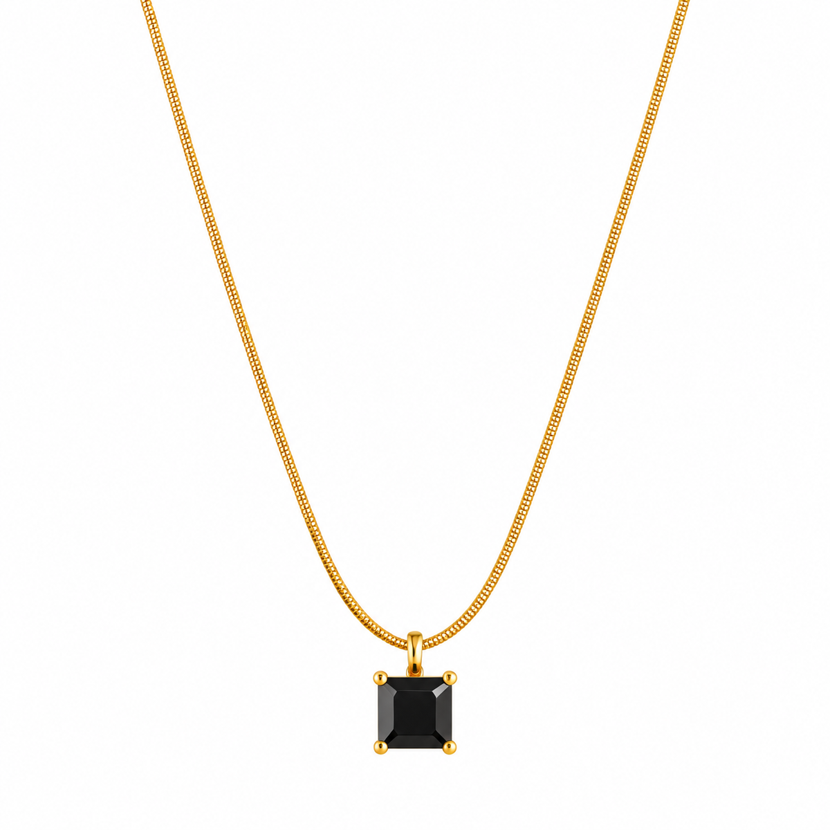 Golden Black Square Pendant Necklace