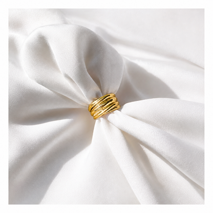 Golden Wave Adjustable Ring