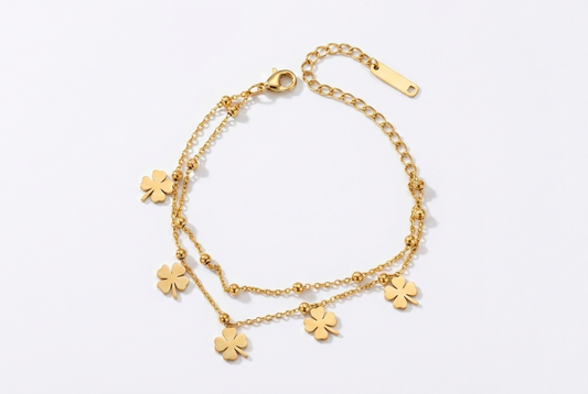 Golden Clover Charm Bracelet