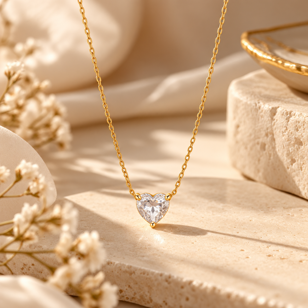 Sparkling Petite heart Pendant Necklace – Elegant & Minimal