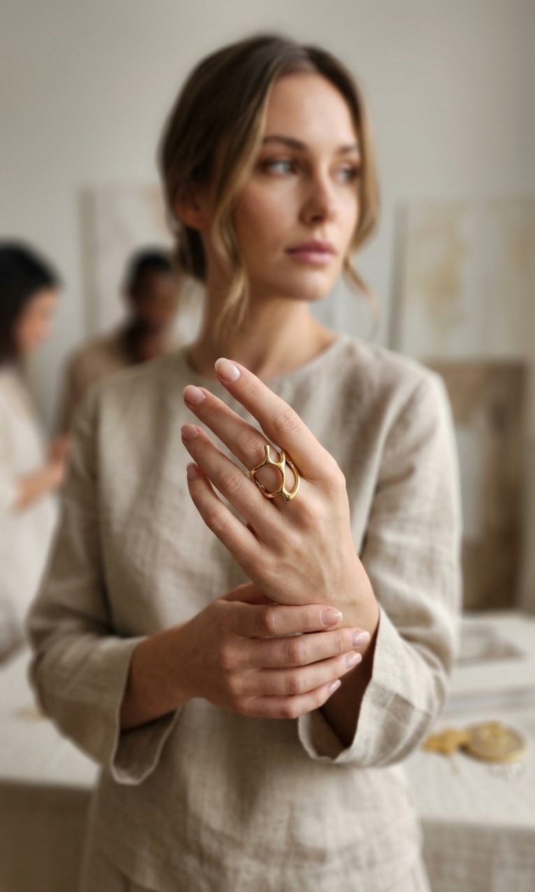 Golden Abstract Sculpt Ring