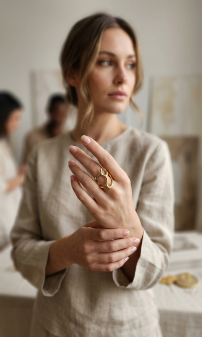 Golden Abstract Sculpt Ring