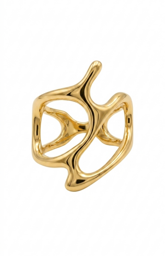 Golden Abstract Sculpt Ring