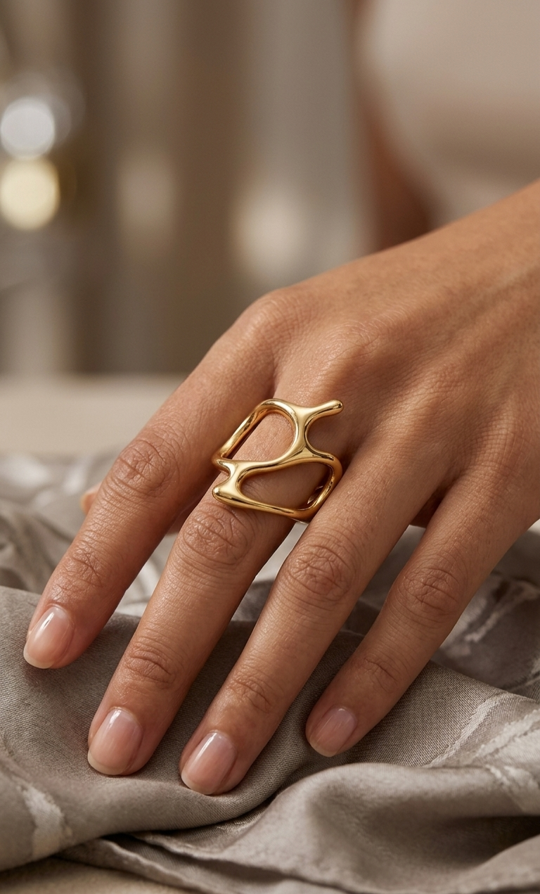 Golden Abstract Sculpt Ring
