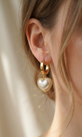Amour Pearl Drop Hoops